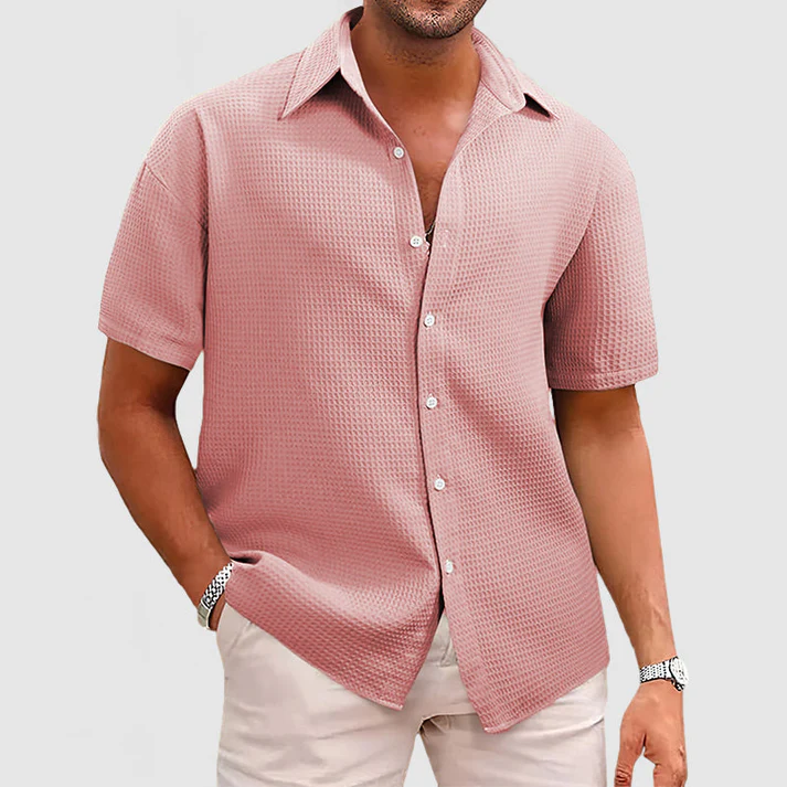Men's Casual Waffle Short Sleeve Shirts