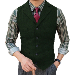 Men's Classic Lapel Sleeveless Wool Vests