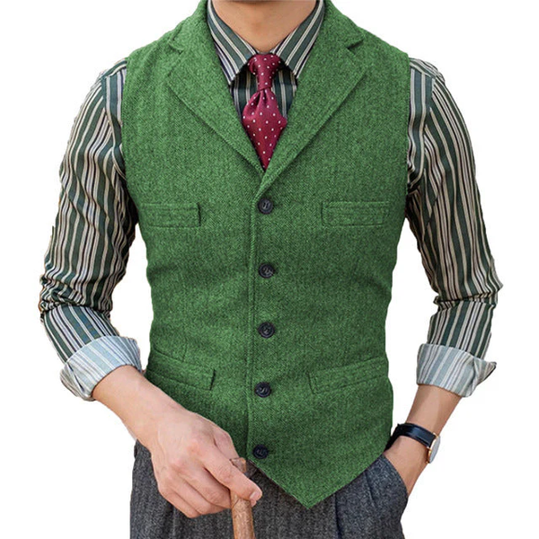Men's Classic Lapel Sleeveless Wool Vests