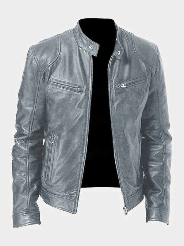 Casual Zipper Leather Biker Jacket
