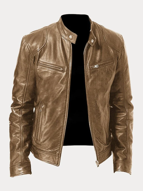Casual Zipper Leather Biker Jacket