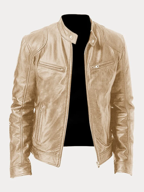 Casual Zipper Leather Biker Jacket
