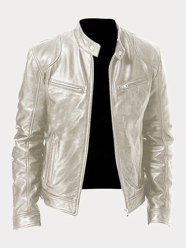 Casual Zipper Leather Biker Jacket