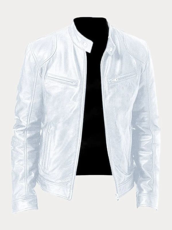 Casual Zipper Leather Biker Jacket