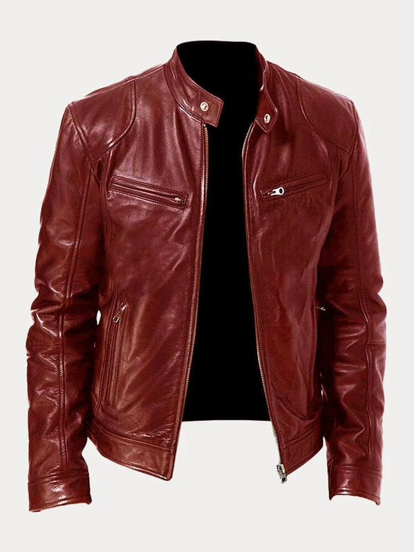 Casual Zipper Leather Biker Jacket