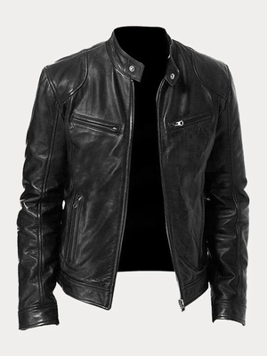 Casual Zipper Leather Biker Jacket