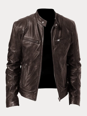 Casual Zipper Leather Biker Jacket