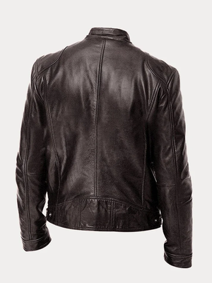 Casual Zipper Leather Biker Jacket