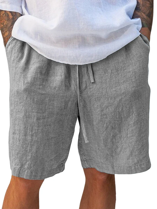 Men's Linen Comfort Lace-Up Everyday Casual Shorts with Side Pockets
