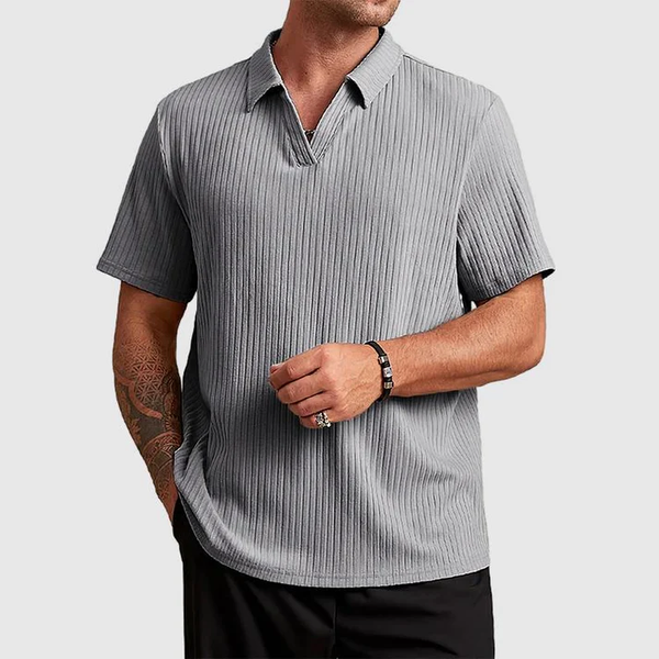 Men's Cotton Knit Striped Polo Shirt