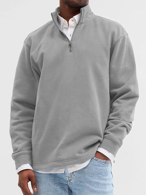 Men's Fashion Casual Zipper Padded Polo Sweatshirt
