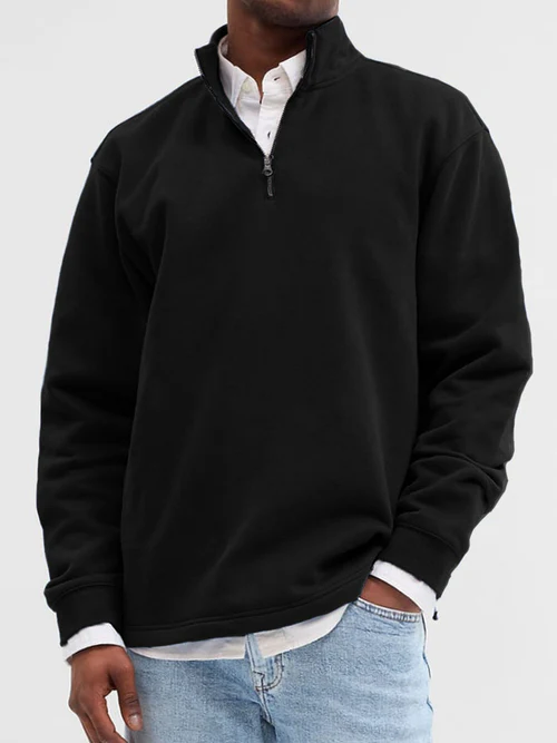 Men's Fashion Casual Zipper Padded Polo Sweatshirt