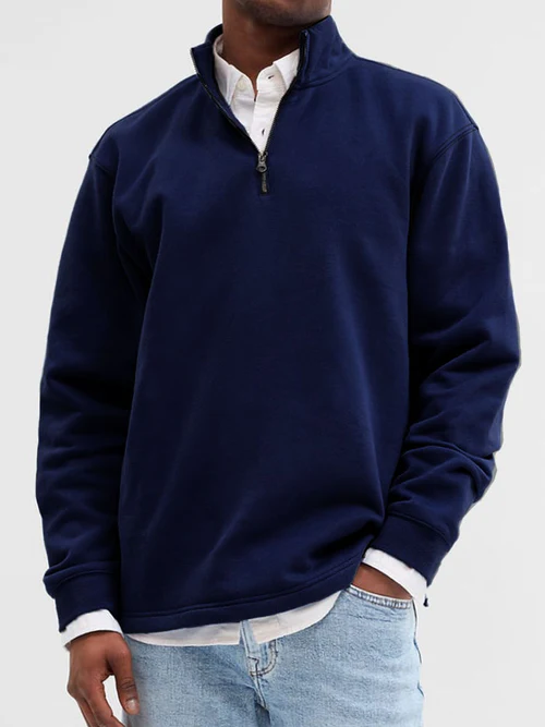 Men's Fashion Casual Zipper Padded Polo Sweatshirt