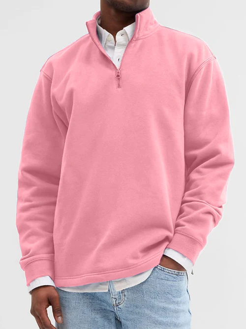 Men's Fashion Casual Zipper Padded Polo Sweatshirt