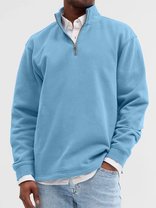 Men's Fashion Casual Zipper Padded Polo Sweatshirt