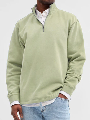 Men's Fashion Casual Zipper Padded Polo Sweatshirt