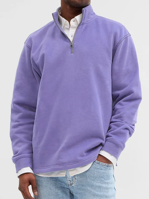 Men's Fashion Casual Zipper Padded Polo Sweatshirt