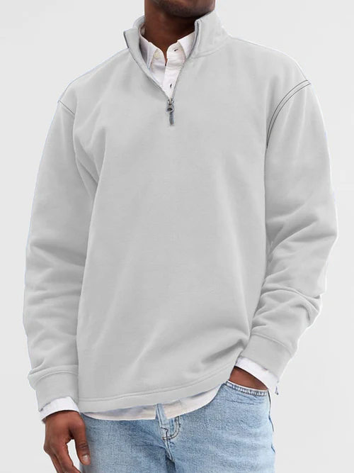 Men's Fashion Casual Zipper Padded Polo Sweatshirt