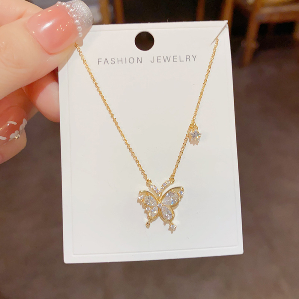 Zircon Butterfly Pendant Necklace