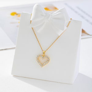 Full Diamond Heart-Shaped Openwork Necklace