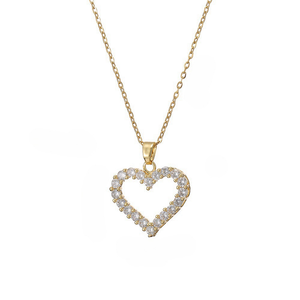 Full Diamond Heart-Shaped Openwork Necklace