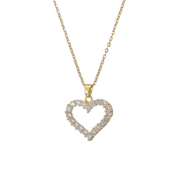 Full Diamond Heart-Shaped Openwork Necklace