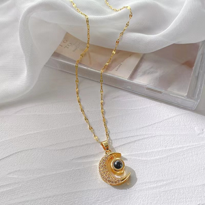 Diamond-Studded Moon Necklace