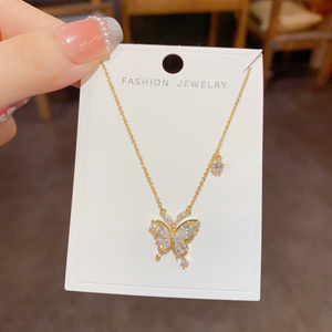 Zircon Butterfly Pendant Necklace