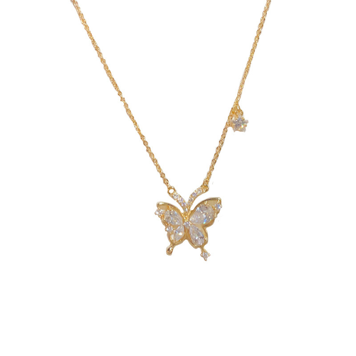 Zircon Butterfly Pendant Necklace