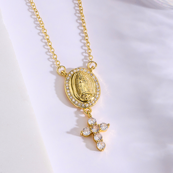 Micro-Pavé Zirconia Geometric Pendant Necklace