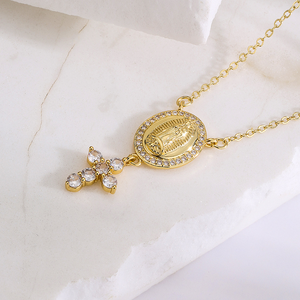 Micro-Pavé Zirconia Geometric Pendant Necklace