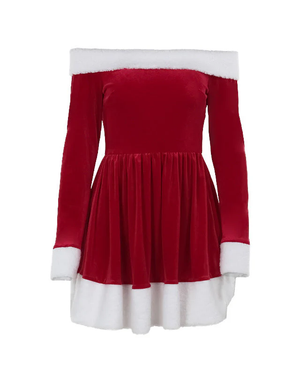 Christmas One-Shoulder Long-Sleeve Dresses