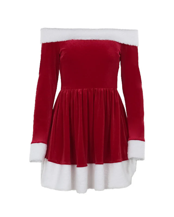 Christmas One-Shoulder Long-Sleeve Dresses