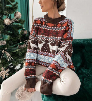 Round-Neck Christmas Long-Sleeve Sweaters