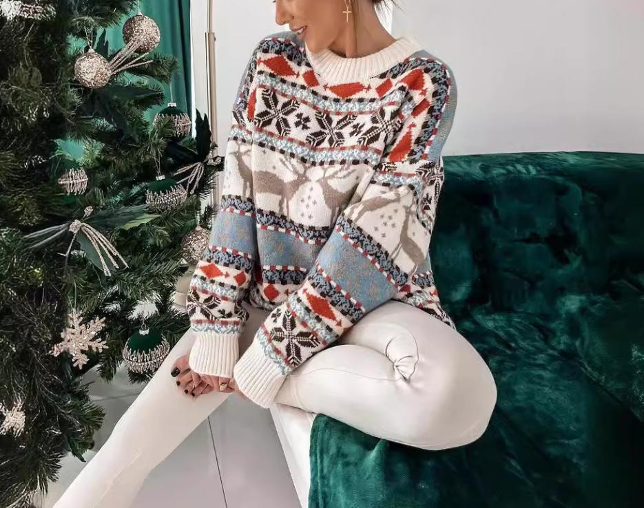 Round-Neck Christmas Long-Sleeve Sweaters