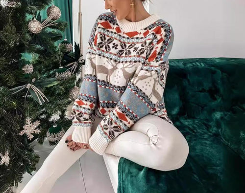 Round-Neck Christmas Long-Sleeve Sweaters