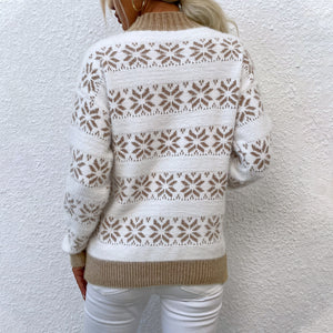 Half-High Neck Christmas Snowflake Knit Sweaters