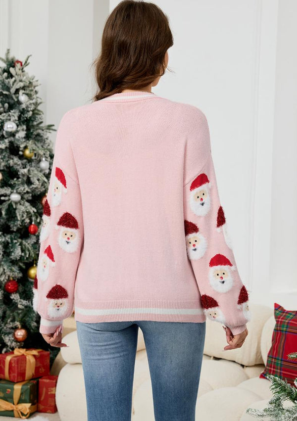 Santa Claus Jacquard Knit Cardigan Sweaters