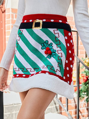 Christmas Patchwork Stretch Waistband Skirts