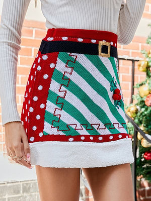 Christmas Patchwork Stretch Waistband Skirts