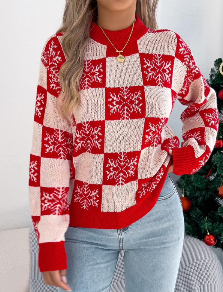 Christmas Snowflake Lantern Long-Sleeve Sweaters