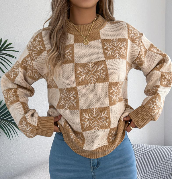 Christmas Snowflake Lantern Long-Sleeve Sweaters