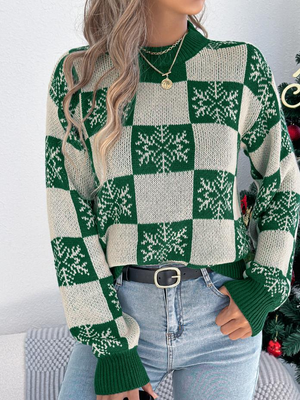 Christmas Snowflake Lantern Long-Sleeve Sweaters
