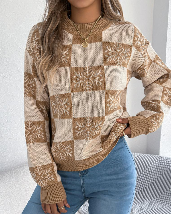 Christmas Snowflake Lantern Long-Sleeve Sweaters