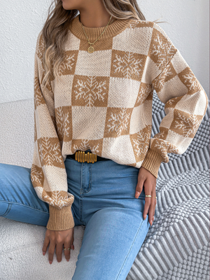 Christmas Snowflake Lantern Long-Sleeve Sweaters