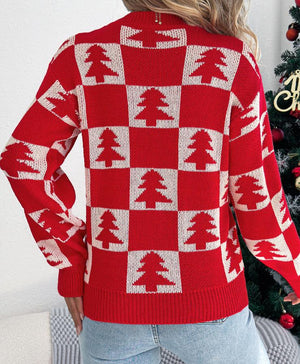 Christmas Tree Plaid Lantern Pullover Sweaters