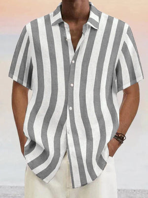 Classic Casual Cotton Linen Stripe Shirts