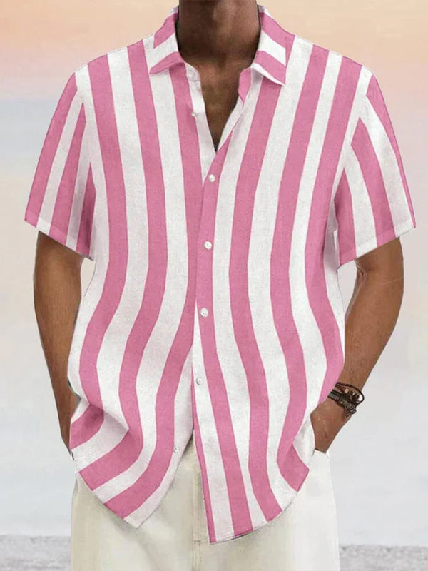 Classic Casual Cotton Linen Stripe Shirts