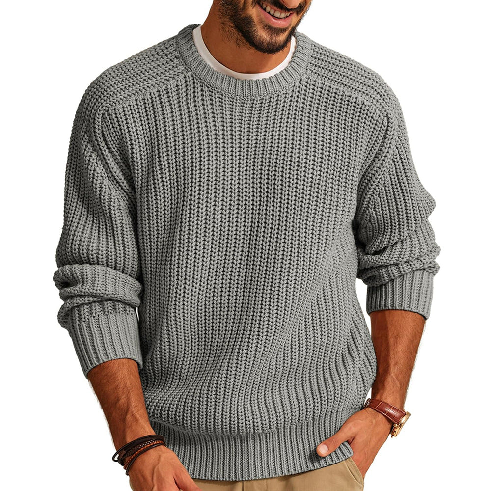 Solid-Color Loose-Fit Long Sleeve Sweaters