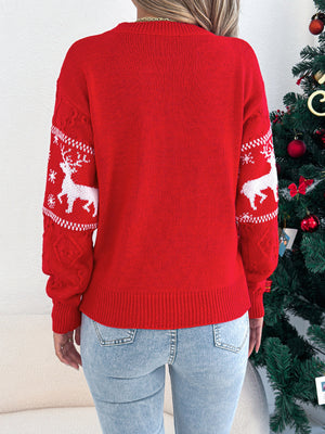 Christmas Reindeer Pattern Long-Sleeve With Sweaters